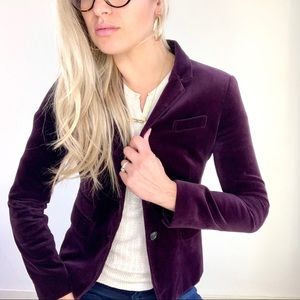 J.Crew Schoolboy Purple Velvet Winter Blazer 0